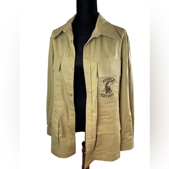 Vintage African Safari Utility shirt jacket NWT Khaki color - Picture 3 of 8